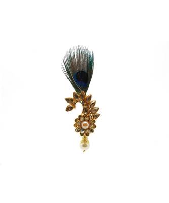 Gold Plated Peacock Feather Brooch For Men 1