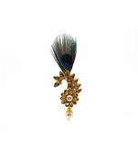 Gold Plated Peacock Feather Brooch For Men