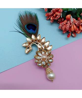Gold Plated Peacock Feather Brooch For Men 3