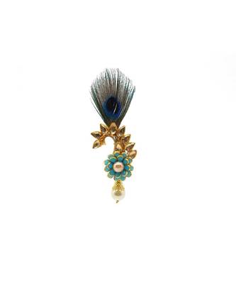 Gold Plated Peacock Feather Brooch For Men 1