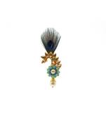 Gold Plated Peacock Feather Brooch For Men