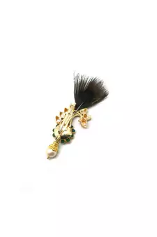 Gold Plated Peacock Feather Brooch For Men