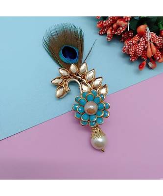 Gold Plated Peacock Feather Brooch For Men 3