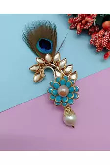Gold Plated Peacock Feather Brooch For Men