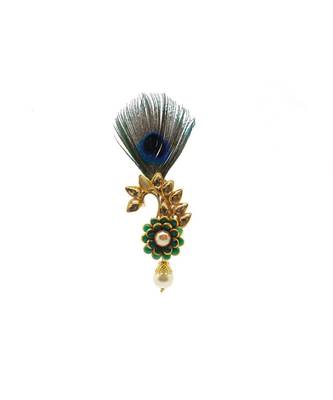 Gold Plated Peacock Feather Brooch For Men 1