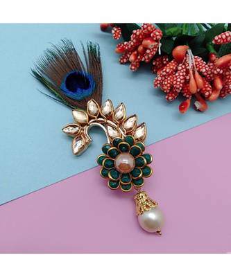 Gold Plated Peacock Feather Brooch For Men 3