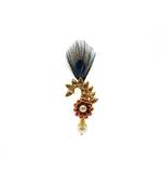 Gold Plated Peacock Feather Brooch For Men