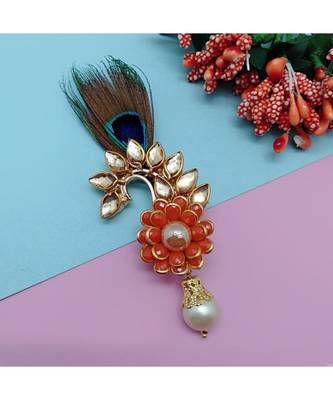 Gold Plated Peacock Feather Brooch For Men 3