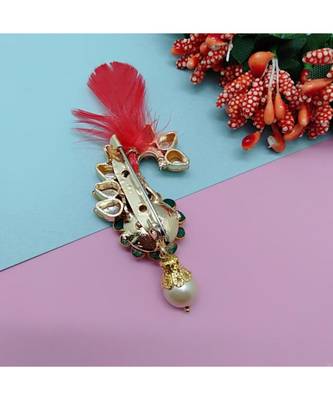Gold Plated Feather Brooch For Men 4