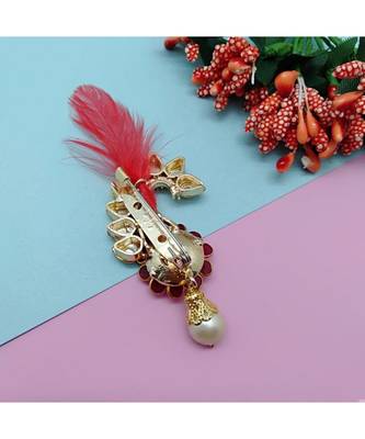 Gold Plated Feather Brooch For Men 4