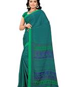 Blue printed crepe saree with blouse