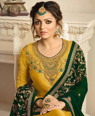 Designer Yellow Embroidered Long Staright Suit With Designer Dupatta 2