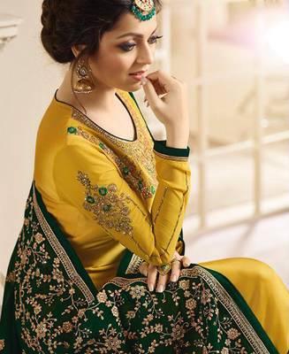 Designer Yellow Embroidered Long Staright Suit With Designer Dupatta 4