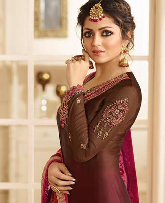 Designer Brown Embroidered Long Staright Suit With Designer Dupatta 3
