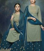 Green Embroidered Chiffon Semi Stitched Salwar With Dupatta