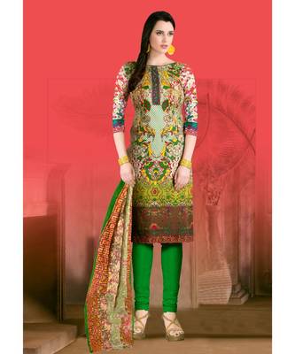 Multi printed Cotton unstitched salwar with dupatta 1