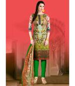 Multi printed Cotton unstitched salwar with dupatta