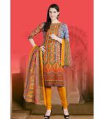 Multi printed Cotton unstitched salwar with dupatta