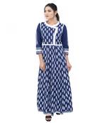 Dark-blue printed cotton ethnic kurtis