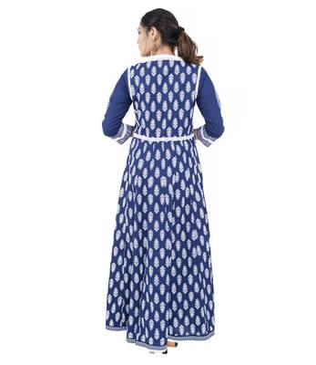 Dark-blue printed cotton ethnic kurtis 2