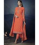 Orange Embroidered Orange Semi Stitched Salwar With Dupatta
