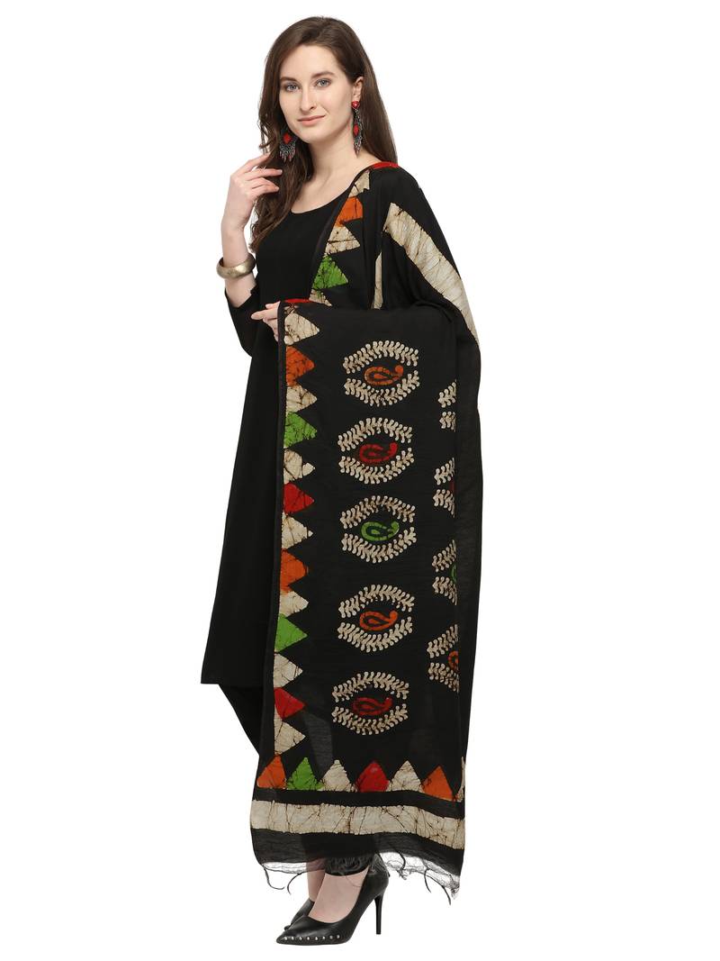 Multicolor Cotton Silk Printed Womens Dupatta