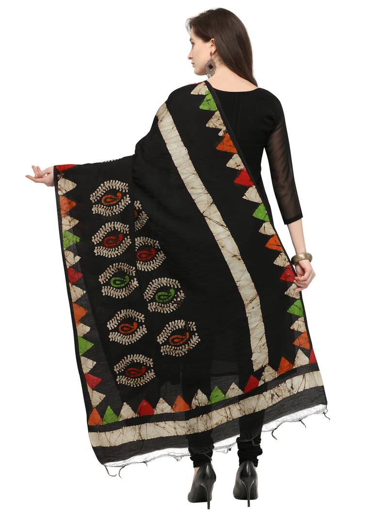 Multicolor Cotton Silk Printed Womens Dupatta