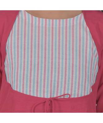 Tomato Red Kurta With Multicoloured Yoke In Khadi Cotton 4