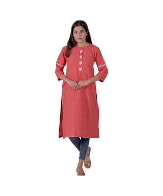 Tomato Red Kurta In Khadi Cotton 1