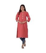 Tomato Red Kurta In Khadi Cotton