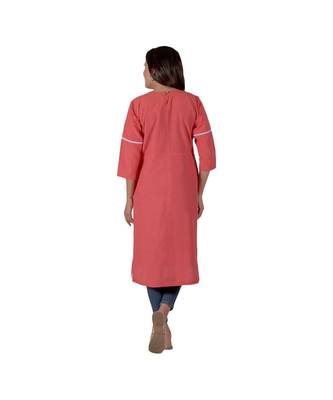 Tomato Red Kurta In Khadi Cotton 3
