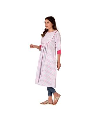 Blue And Red Striped Kurta In Khadi Cotton 1