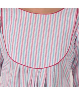 Blue And Red Striped Kurta In Khadi Cotton 3