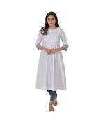 Cotton White Kurta With Multicoloured Piping In Khadi Cotton