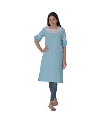 Blue Kurta In Khadi Cotton 1
