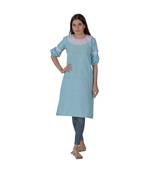 Blue Kurta In Khadi Cotton