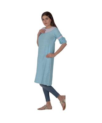 Blue Kurta In Khadi Cotton 2