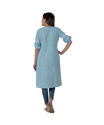Blue Kurta In Khadi Cotton 3