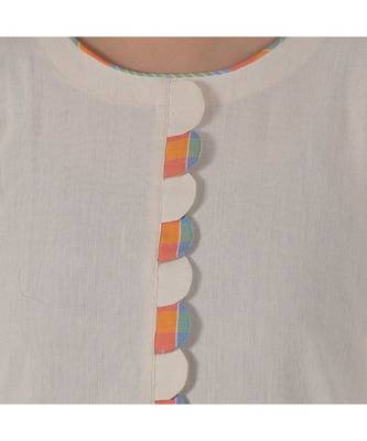 Cream Kurta With Scalloped Placket In Khadi Cotton 3