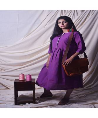 Purple Kurta In Khadi Cotton 1