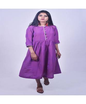 Purple Kurta In Khadi Cotton 2
