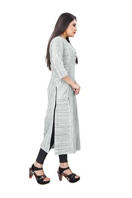 Multicolor hand woven cotton long kurtis 2