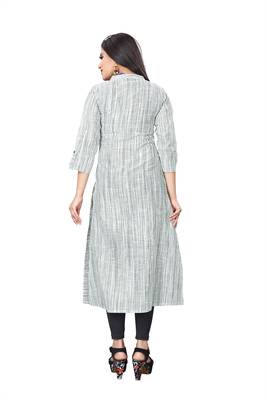 Multicolor hand woven cotton long kurtis 3