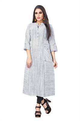 DnVeens White hand woven South cotton long kurtis 1