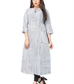 DnVeens White hand woven South cotton long kurtis