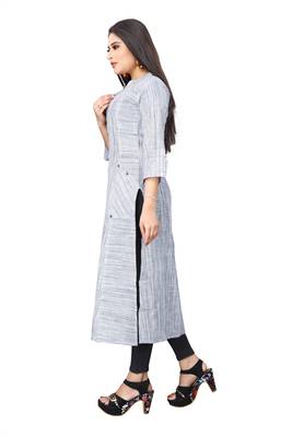 DnVeens White hand woven South cotton long kurtis 2