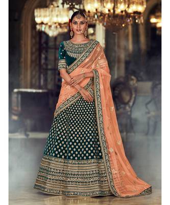 Green Rivaaz Embroidery Designer Wedding Lehenga 2