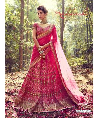 Pink Bridal Carnival Designer Embroidery Wedding Lehenga 1