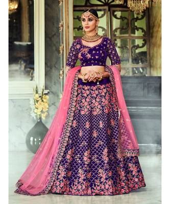 Purple Rivaaz Embroidery Designer Wedding Lehenga 2