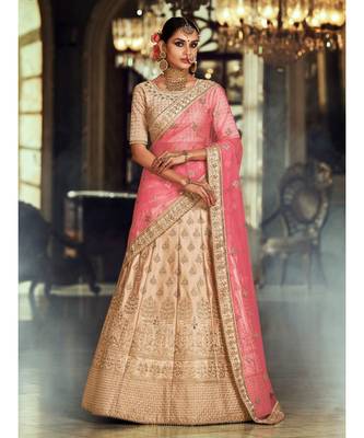 Brown Rivaaz Embroidery Designer Wedding Lehenga 1